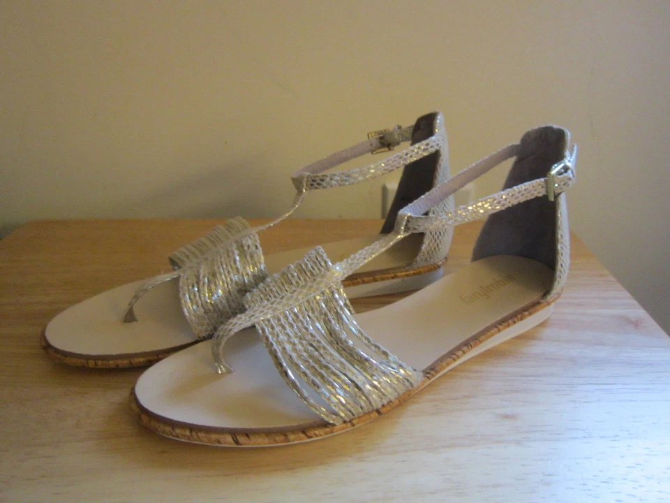 Faryl Robin Gold Sandal Strappy Shoe Ankle Wrap Anthropologie 39 EU 8 US Snake - Image 3 of 4