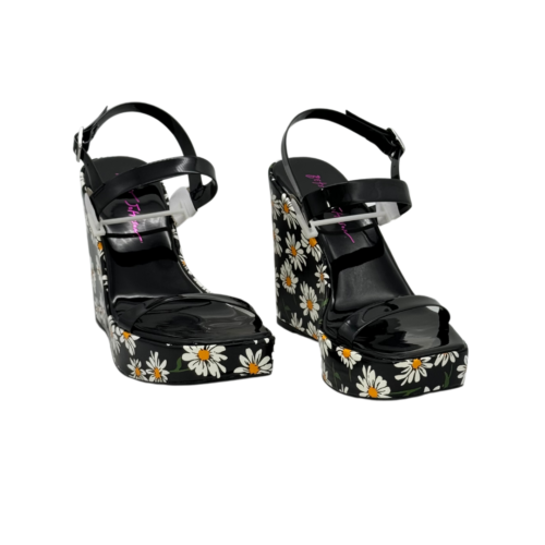 BETSEY JOHNSON Landry Wedge In Daisy Multi - Black Sz 6.5 - Picture 1 of 5