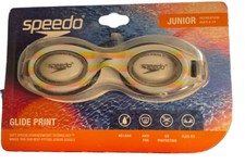 Speedo Swimming JR. Glide Print Black Stripe Goggles Ages Junior 6-14 NEW