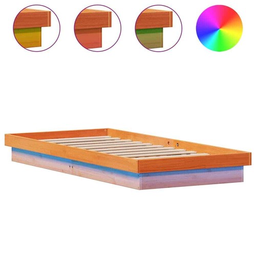 Massivholzbett LEDs Holzbett Bett Bettgestell Lattenrost Schlafzimmerbett - Bild 8 von 62