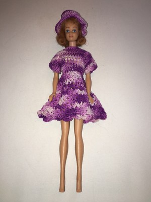 Handmade Barbie Dress and Hat Purple