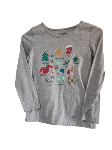 Cat & Jack Sz L (10-12) Sleep Top Christmas Long Sleeve