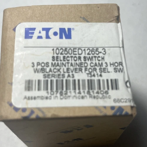 EATON 10250ED1265-3 SELECTOR SWITCH 3 POS MAINTAINED LEVER KNOB SERIES A3 NIB