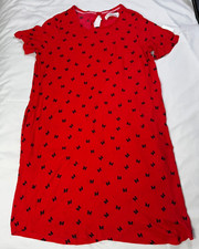 Disney Women's Large Red Minnie Mouse Dress Bows Stretch Lightweight