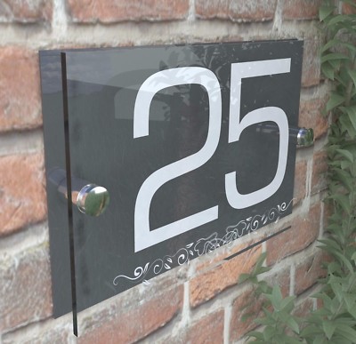Anthrazit klassisches Hausschild Türnummer Straße Adresse Plakette modern Dez8WA