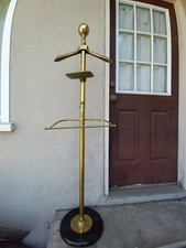 Vintage Brass Butler Suit Valet Stand Coat/Clothes Hanger Dressing Rack Antique
