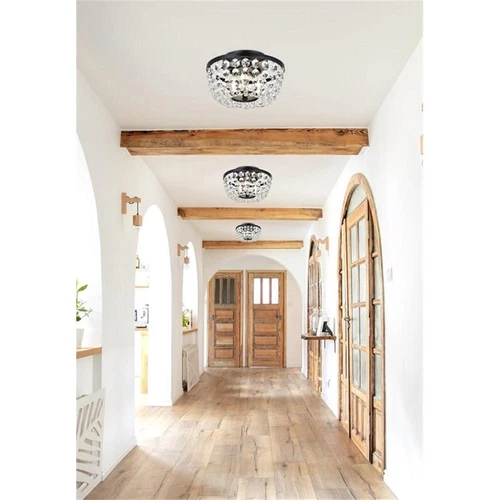 Elegant Lighting Cora 10" Iron and Crystal Flush Mount in Black - Picture 2 of 8