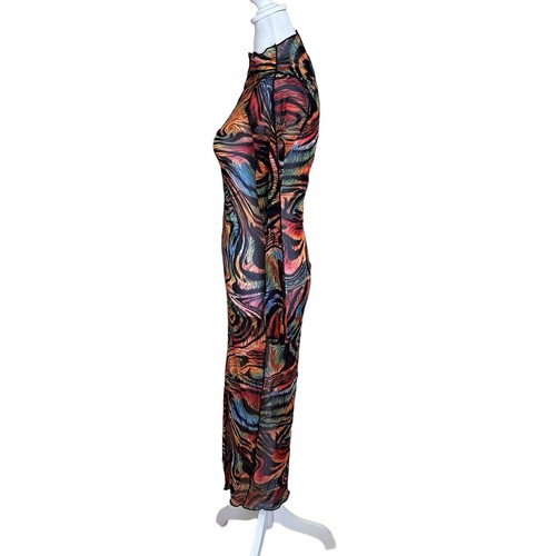 Kimcine Curve Women’s Sheer Long Sleeve Bodycon Multicolored Dress Size S NWOT - Picture 5 of 11