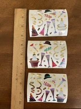 3 sheets of vintage Mrs. Grossman's stickers - "New Year's Party" 2002