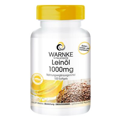 Leinöl 1000 mg 100 Softgels Omega 3-6-9  Alpha-Linolensäure | Warnke Vitalstoffe