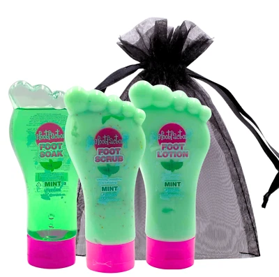 VIKINGTREAT Foot Spa Gift Set - Soak, Scrub, Lotion in Gift Bag - Mint Scented Pedicure Kit