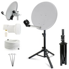 HDTV HD Sat Anlage 40cm Schüssel Dreibein Stativ Kabel LNB Camping Garten Mini h