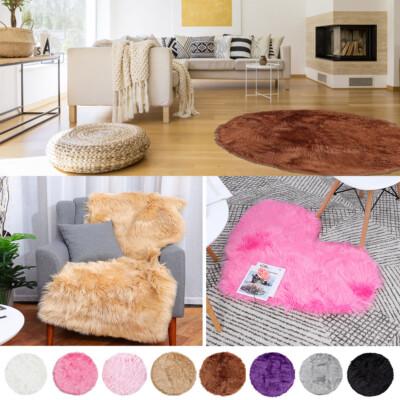 Area Rug Shaggy Floor Mat Faux Sheepskin Fur Home Room Bedroom Plush Carpet Soft