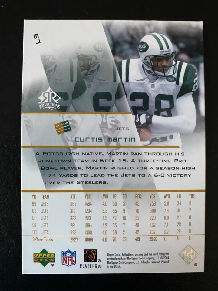 Curtis MARTIN 2004 Reflections Upper Deck #67 New York Jets - Image 2 of 2