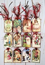 12 Vintage Style Christmas Handmade Gift Tags Scrapbooks Junk Journals Crafts