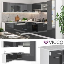 Cucina componibile R-Line Cucina angolare Senza elettrodomestici Antracite Vicco