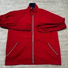 JCPenney Jacket Mens Medium Red Zip Vintage Streetwear Minimalist Retro Core