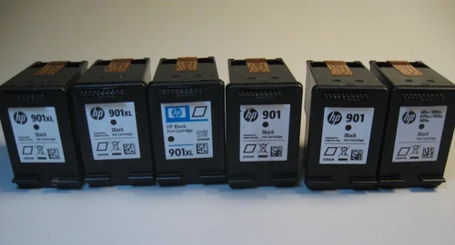5 HP Empty Cartridges Black 901 and 60
