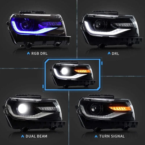 VLAND RGB Style LED Headlights + Red Tail Lights For 2014-2015 Chevrolet Camaro - Bild 2 von 22