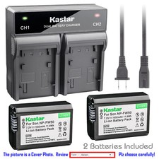 Kastar Battery Dual Rapid Charger for Sony NP-FW50 BC-VW1 ILCE-6400 Alpha a6400