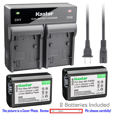 Kastar Battery Dual Rapid Charger for Sony NP-FW50 BC-VW1 ILCE-5000 Alpha a5000