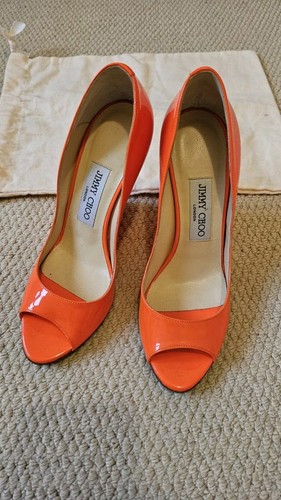 Rare Jimmy Choo Biel Platform Sandals Shoes 37.5 UK4.5 Neon Orange - Picture 2 of 5