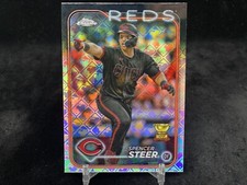 SPENCER STEER 2024 TOPPS CHROME LOGOFRACTOR #104 BASE GOLD CUP REFRACTOR / REDS