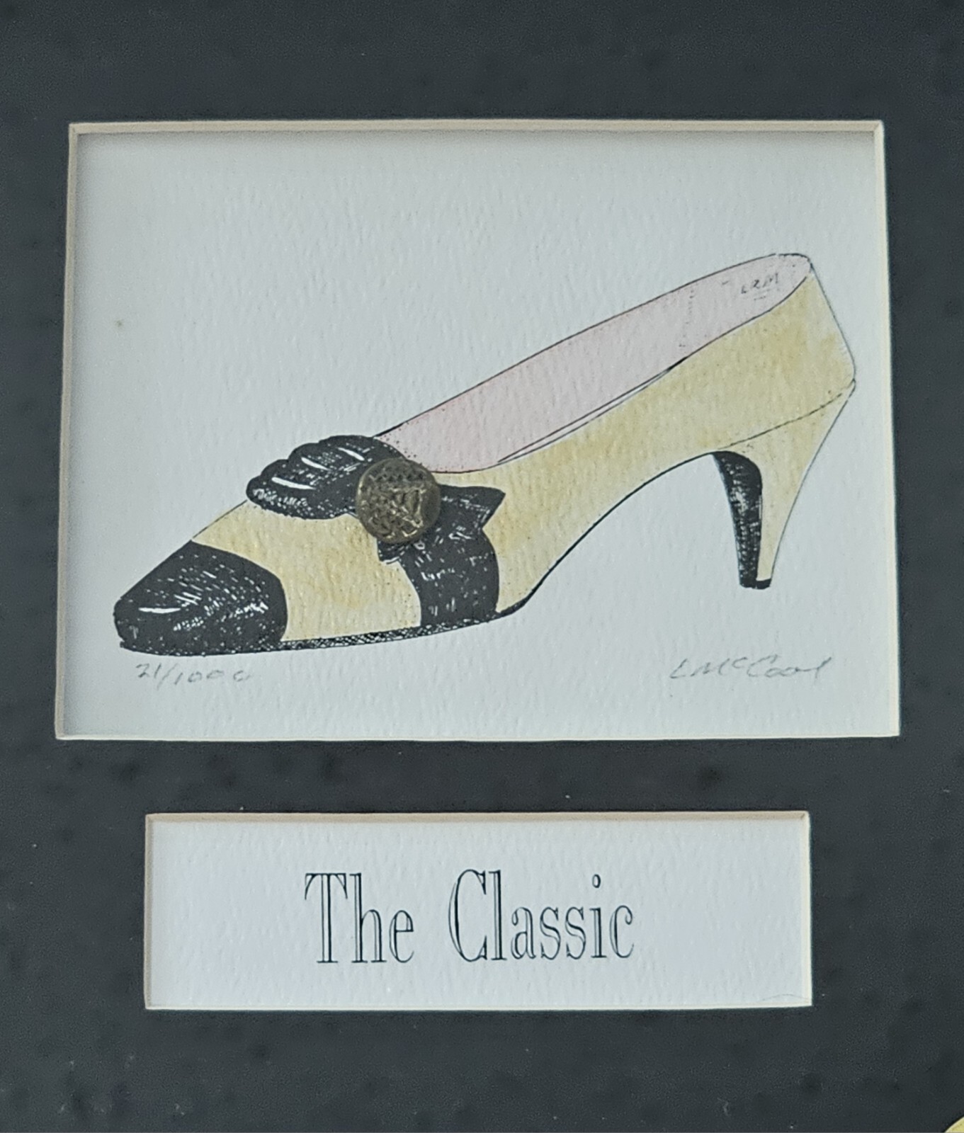 'The Classic' L McCool Grandmother's Button Hand Painted Art Numbered & Signed 