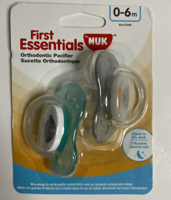 NUK First Essentials Calming Pacifiers 0-6m Teal/Grey BPA Free