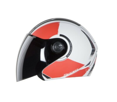 SB-43 Yo Yo Sport Mat White & Red Plain Visor Open Face L Size 600mm Helmet ECs