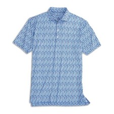 NWT JOHNNIE-O 98 MEYER PRINTED JERSEY PERFORMANCE POLO IN MALIBLU SZ M