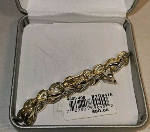 VINTAGE DIAMANT CHIP GOLD AKZENT FAS ARMBAND VON FMC JCPENNEY IN BOX THAILAND - Bild 5 von 9