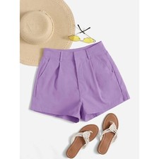 NEW SHEIN Unity High Waist Shorts Folded Detail Size L Color Mauve