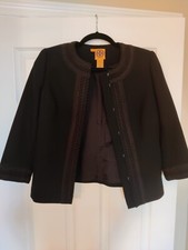 Tory Burch  Blazer Jacket 4 Formal Black 3/4 Sleeve Wool Blend 