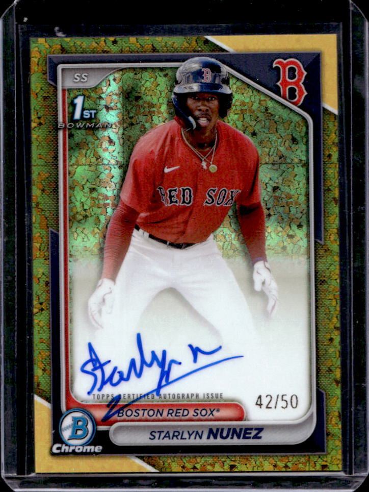 2024 Bowman Chrome Starlyn Nunez Auto Gold Mini Diamond Refractor 1st #42/50