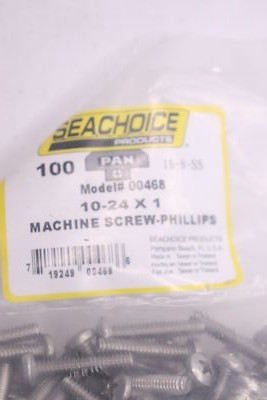 (100-Pk) Seachoice Stainless Steel Phillips Machine Screw #10-24 x 1'' 00468