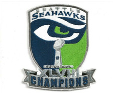 NEW 4 X 4 3/4" SEATTLE SEAHAWKS 2013 CHAMPIONS IRON ON PATCH FREE SHIP