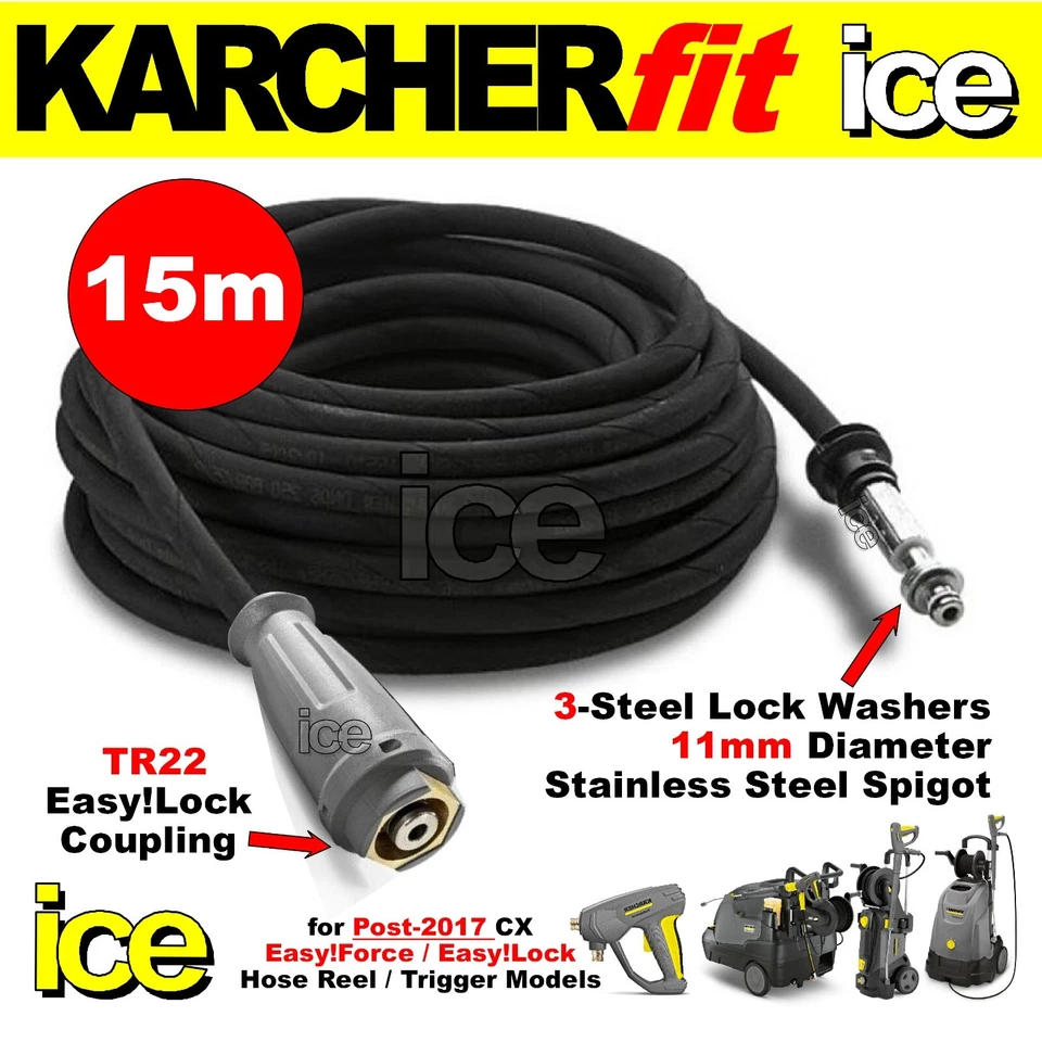 KARCHERFIT 15m High Pressure Replacement Hose 2017-on KARCHER HD 7125 XPERT Reel Easy!Lock