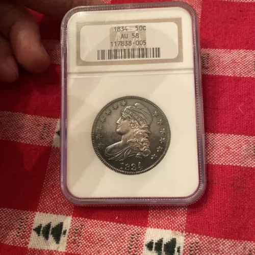 1834 50C CENT Capped Bust Half Dollar NGC AU58 AU-58 Toned