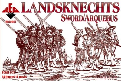 REDBOX 1:72 RB72057 16TH CENTURY LANDSKNECHTS (SWORD/ARQUEBUS) 34 FIGURES