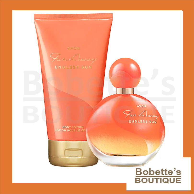 Écrin de sérénité Far Away Endless Sun Avon essence de parfum précieuse et voile corporel