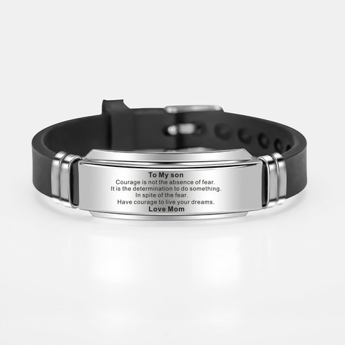 Personalized To My Son Men Bracelet Silicone Cuff Fathers Day Encouragement Gift - Picture 12 of 21