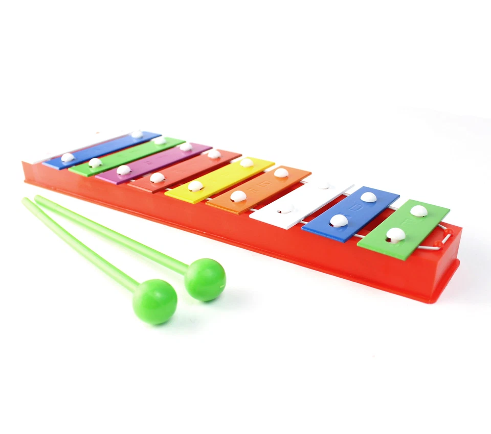 PROKUSSION COLOURFUL CHILDRENS RED TOY GLOCKENSPIEL + BEATERS 3 COLOURS NEW
