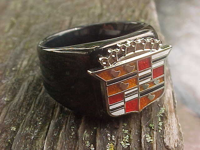 1950s CADILLAC CREST BLACK CHROME RING #8 NOS HI- QUALITY CLASS UNIQUE