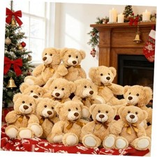 12 Pack Teddy Bears for Christmas Plush Toys Bulk Soft Stuffed 12 Light Brown