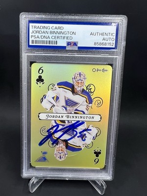 Jordan Binnington Signed 2025-26 O-Pee-Chee Playing Card IP Auto PSA/DNA Blues