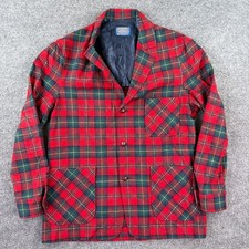 Vintage Pendleton Topster Jacket Mens L Red Plaid Wool Chore Blazer Made in USA