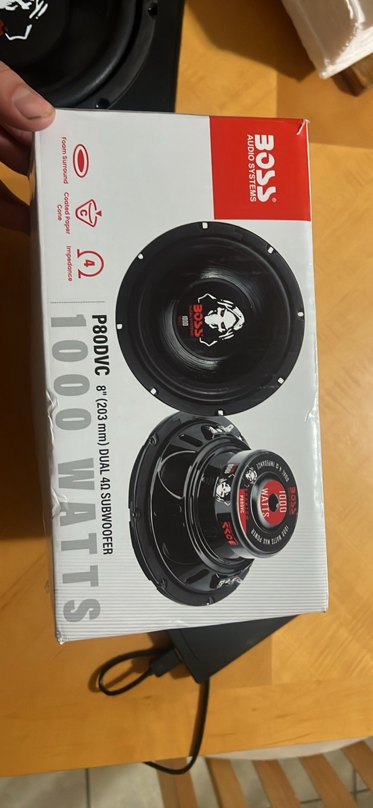 Boss P80DVC 8 inch 1000W Dual 4 Ohm Voice Coil Subwoofer