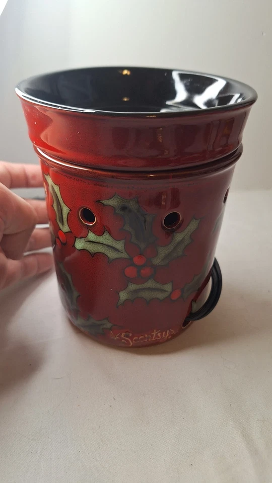 Aquecedor de cera Scentsy Red Merry Berry Natal feriado tamanho completo aposentado 2010 - Imagem 4 de 4