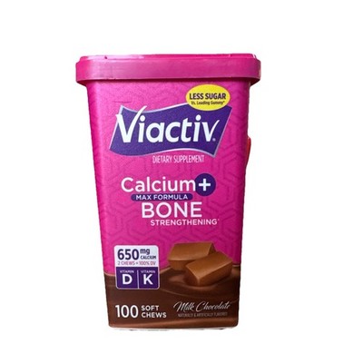 Viactiv Calcium + Bone Strength Max, Milk Chocolate 100 CT, Exp: 05/2026
